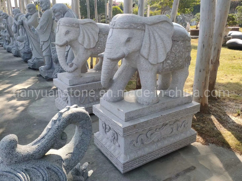 White Granite Animal Statue Elephant Statue for Garden Decoration