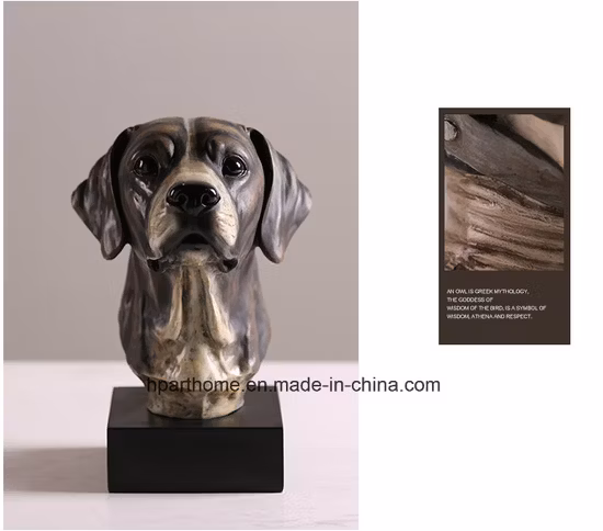 Garden Sculpture Dog Head Resin Animal Figurine Statue Ornament