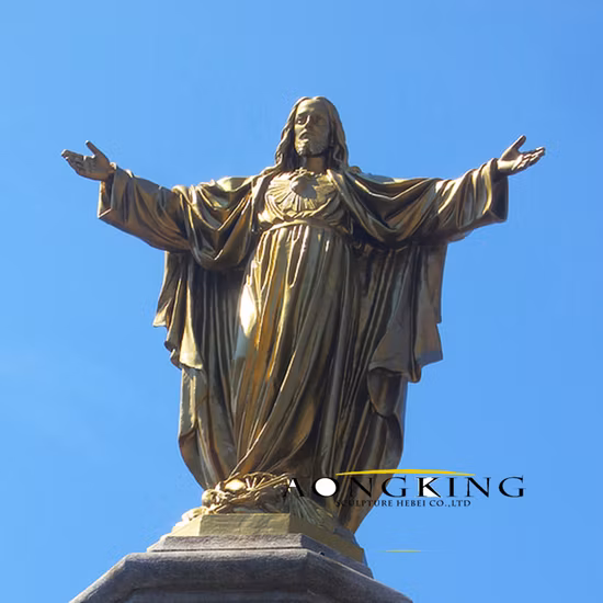 Outdoor Tall Religious Figure The Sacred Heart of Jesus Bronze Sculpture