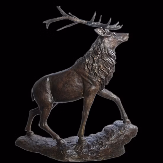 Garden Metal Craft Life Size Bronze Animal Wild Deer Statue