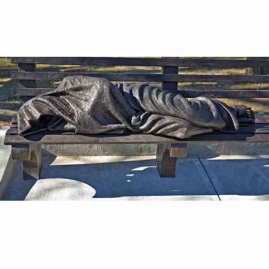 Outdoor Decoration Life Size Lost Wax Bronze The Homeless Jesus Christ Statue
