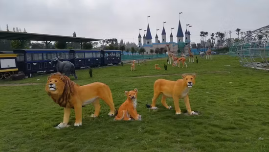 Amusement Park Decoration Life Size Fibre Glass Safari Animal Elephant Giraffe Zebra Statue for Sale